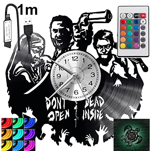 Walking Dead RGB LED Pilot Reloj de pared para mando a distancia, disco de vinilo moderno decorativo...