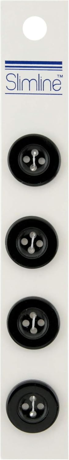 BERWICK OFFRAY Buttons Slimline, Black 4-Hole 3/4 4/Pkg