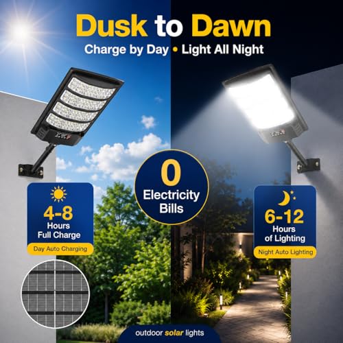 Vipzon Solar Lights Outdoor, 2 Pack Motion Sensor Outdoor Lights Waterproof, Solar Flood Lights Outdoor with Remote, Dusk to Dawn Solar Outdoor Lights for Yard Patio Garage Garden Security Lighting — view 4