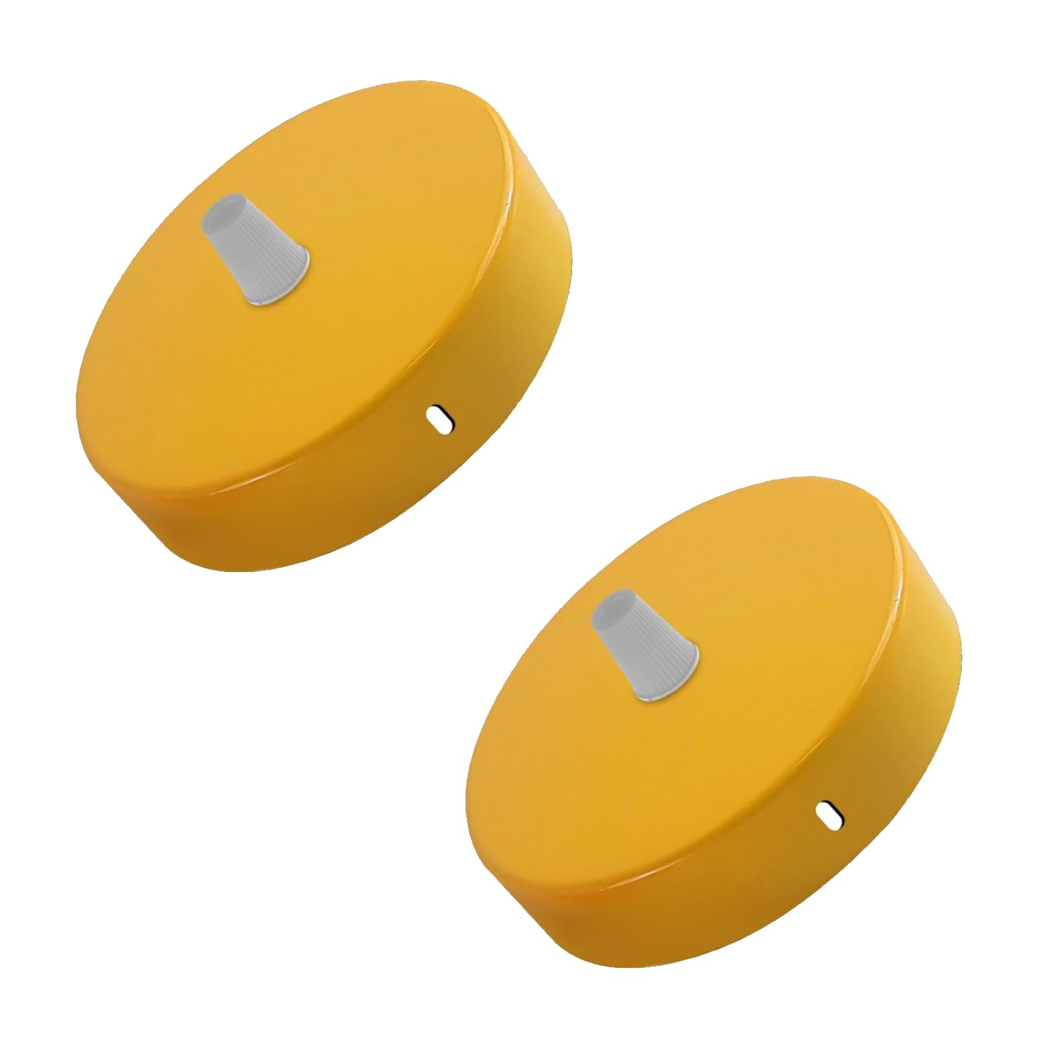 2 Pack Ceiling Rose Light Fitting Metal Yellow Cover Plate Canopy – E27 Screw Pendant Lamp Holder – 10cm Diameter x 2.5cm Height – Base for Hanging Lights – Ideal for Pendant Lights & Chandeliers