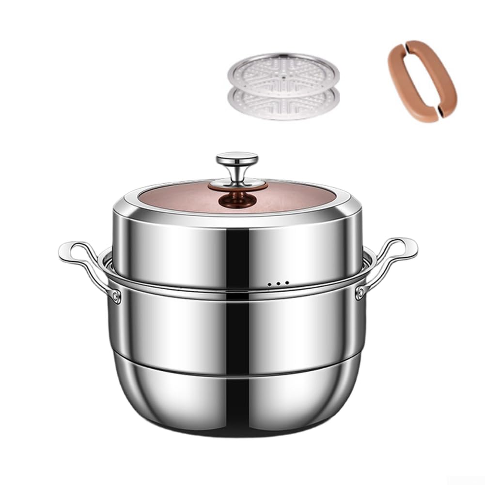 Olla Vaporera para acero Inoxidable 304 5L Doble Capa con Rejilla para Cocinar Arroz Verduras al para vapor Grande Cocina Familiar