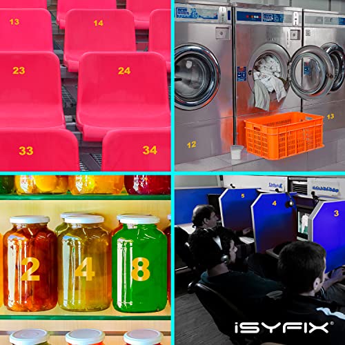 image for iSYFIX Yellow Vinyl Numbers Stickers – 2 Inch Self Adhesive (2 Sets)