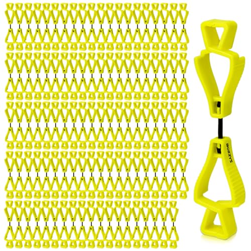BOZZYS Glove Clips for Work Glove Holders 100-Pack Bulk | Yellow Z-Shaped Clips for Tool Belts & Hard Hats | (360° Anti-Drop) Never Lose Gloves on Construction Sites