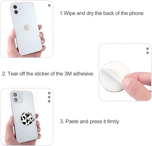 Miniatura 6 de Bonoma Soporte para anillo de teléfono, paquete de 3 anillos universales para todos los teléfonos inteligentes (vaca)