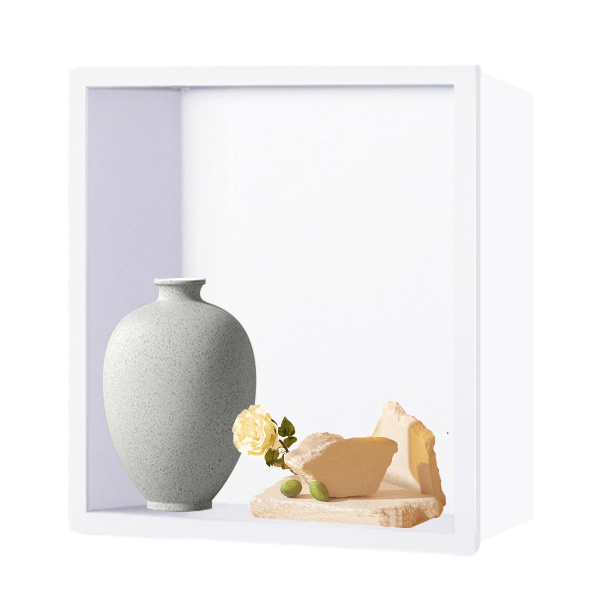 Niche de douche encastrée carrée noire et blanche en acier inoxydable antirouille pour salle de bain