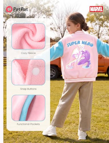 Image of Disney Kids Fleece Bomber Jacket, Varsity Outerwear with Pockets, 2-10Y