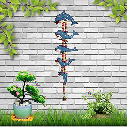 DRAVY HANDICRAFTS Hanging Fish Hand-Painted Door Latkan Toran for Pooja Decorative Wall Hanging Balcony Decoration Hanging Decorative Items For Room Wall Décor for Home Main Door (Set Of 1 Unit) (Length-26 inch) (Multicolour 1)