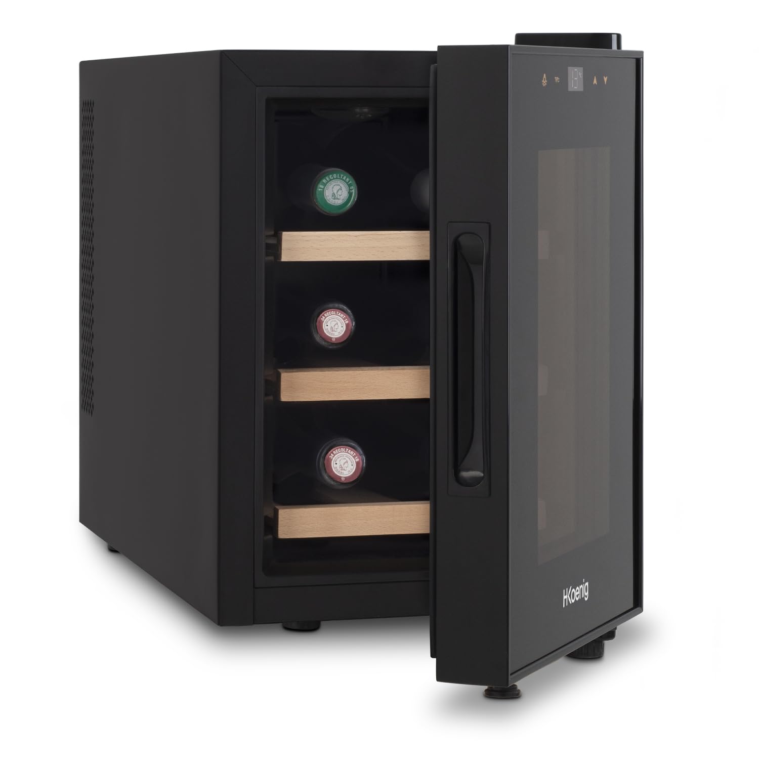 H.Koenig AGE6 Weinkühlschrank 6 Flaschen LED-Temperaturanzeige Holzlagerböden