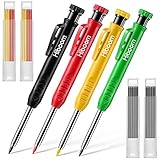 ✅【Tischler Bleistift Set】Das Paket kommt mit 4 Farbe Tischler Bleistifte: gelb, schwarz, rot, grün. Hellfarbige Bleistifte werden in Ihrem Set auffällig sein