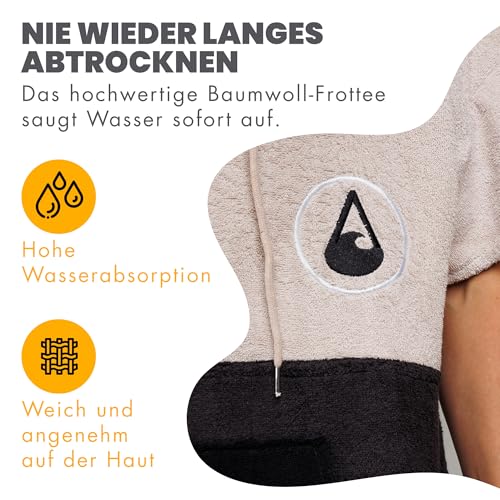 WAVE HAWAII Bade-Poncho Damen & Herren Soul, Größe M, 160-190cm, 100% Baumwolle Surf-Poncho für Erwachsene, Frottee-Handtuch mit hoher Wasserabsorption, Umziehhilfe Strand Erwachsene