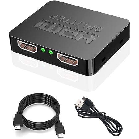 Simiki HDMI 分配器 1入力2出力 4K 60Hz 1x2 HDMI スプリッター などに対応USB電源ケーブル付き(1.5M HDMI2.0ケーブルを含む)…