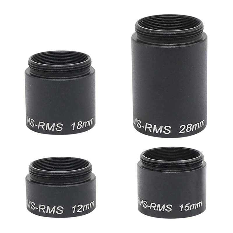 Microscope Microscope Objective Adapter Ring-Objective Parfocal Length Extension Ring Adapter Outer Inner RMS Thread Extenders 12mm 15mm 18mm 28mm(Total Length 19 mm)