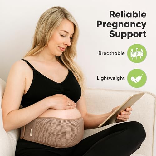 KeaBabies Pregnancy Belly Bands for Pregnant Women - 1-Pack, Soft & Breathable Maternity Belly Support Band, Easy Adjustable Maternity Belt for Back, Pelvic Support, Comfortable (Warm Tan, M/L) - Thumbnail 2