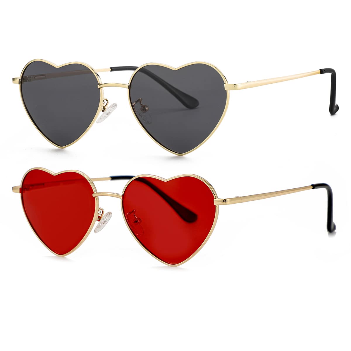 Occhiali da sole polarizzati a forma di cuore da donna con montatura in metallo e lenti protettive UV400