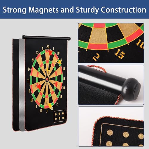 Image of Serveuttam Magnetic Dart Board Game for Kids - 6 Pc Darts Magnetic Dart and Mat | Outdoor Indoor Party Games for Adults | Double Faced (12 Inch Dart Board)