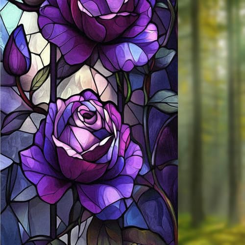 Image of Nuxovilar Gothic Halloween Dark Purple Rose Window Film 17.5x39.3 PVC