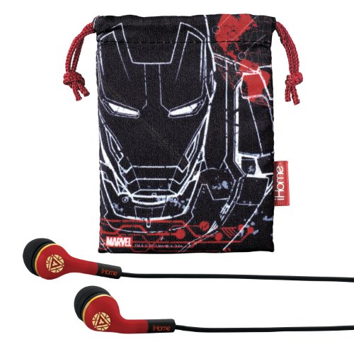 Avengers Iron Man Noise Isolating Earphones with Travel Pouch, MR-M152