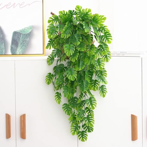 Image of Dekorly Artificial Vines Fake Greenery Garland Willow Leaves Faux Hanging Plants Trailing Weeping Ivy Drooping Hanging Vines Faux Plants Realistic (Design-F, 65CM)