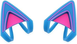 Glow in Dark Silicone Cat Kitty Ears Lovely Fluorescent Cat Ears Compatible for Bose/Razer/HyperX/Corsair/SteelSeries Arctis/Edifier Gaming Headphones (Blue)