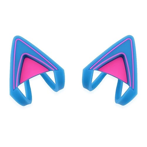 Glow in Dark Silicone Cat Kitty Ears Lovely Fluorescent Cat Ears Compatible for Bose/Razer/HyperX/Corsair/SteelSeries Arctis/Edifier Gaming Headphones (Blue) - Blue