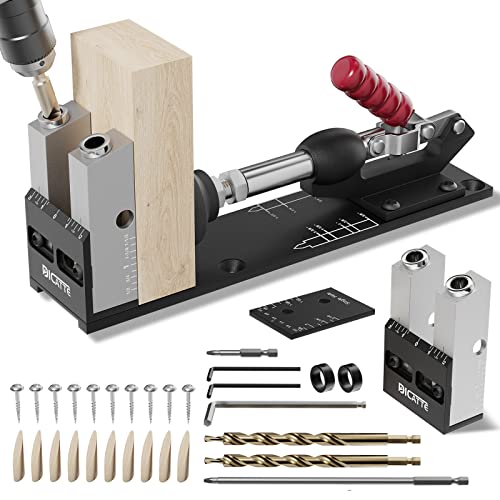 DICATTE 3 In 1 Aluminum Pocket Hole Jig Kit,Removable Pocket ...