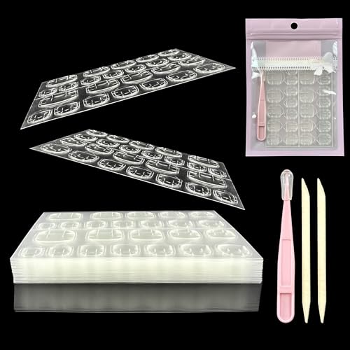 Fomkrio 480Pcs Nail Adhesive Tabs for Press On, Extra Large 20 Sheets Jelly Gel Glue Alternative Stickers, Double Sided Thick & Strong Solid Glue Sticky Tabs for Manicure