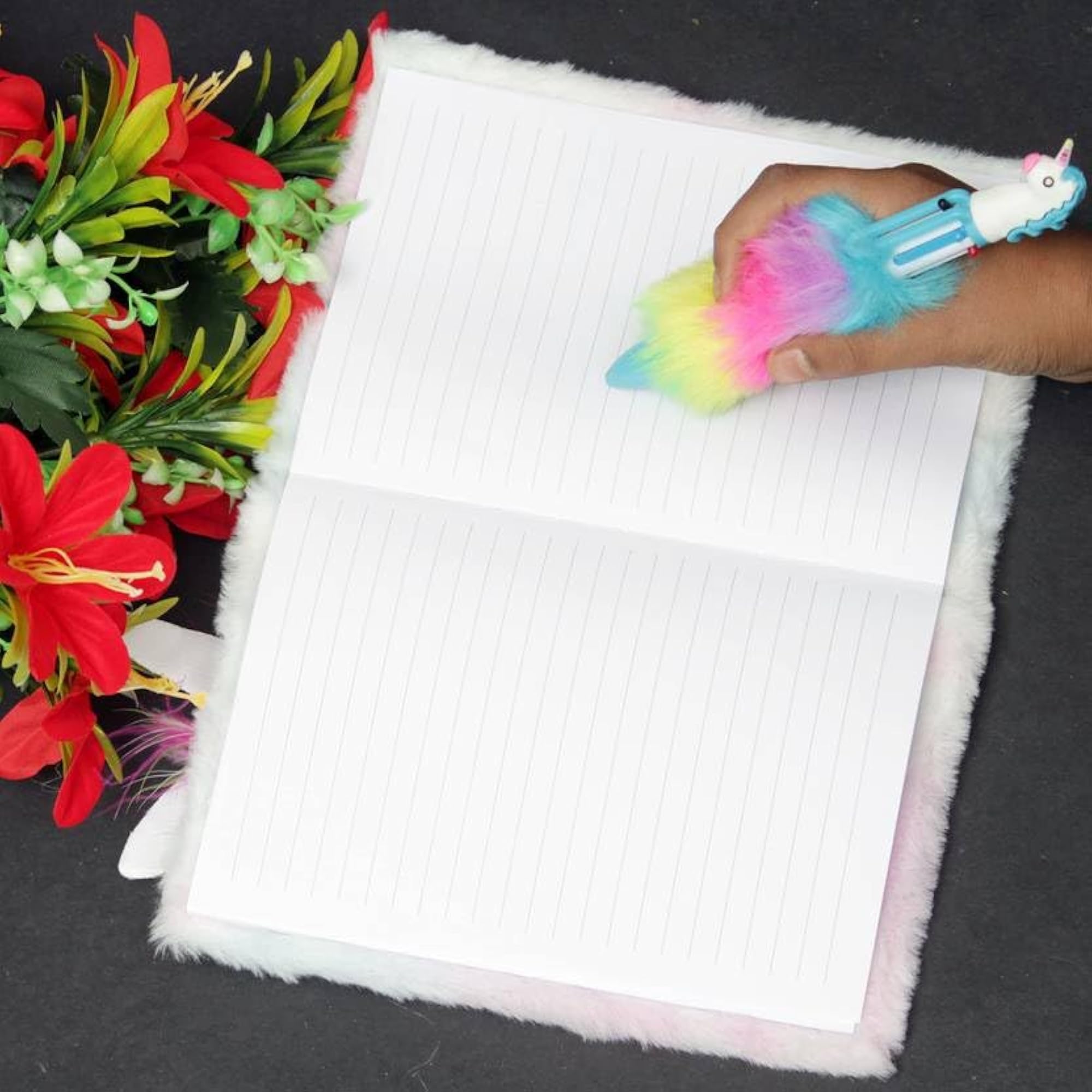 Unicorn Fur Diary and 6in1 Pen Combo Gift Set