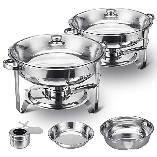 image for TOOCA Chafing Dish Buffet Set,Round Chafers and Buffet Warmers Sets wi