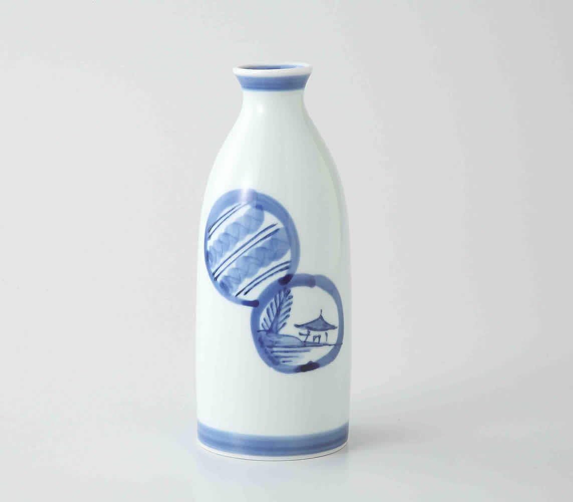 TOKYO MATCHA SELECTION - Sake Bottle & 2 Cups Set : Landscape - Japanese Hasami Porcelain [Standard ship by SAL with Tracking number & Insurance]