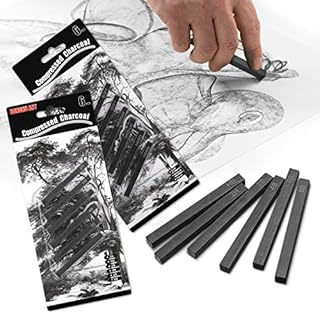 12 Pcs Square Compressed Charcoal Sticks Compressed Graphite Material Sticks Graphite Pencils Charcoal Pencils Set for Drawing Crafts, Shading, Sketching, Beginners, Drawing Class Kids and Artists