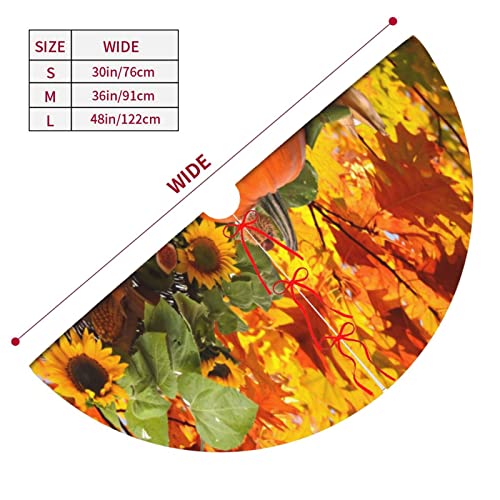 Autumn Fall Harvest Thanksgiving Pumpkin Tree Skirt For Christmas, Halloween, New Year Decor, Festival Tree Skirts Mat Decorations 30" #TOP2