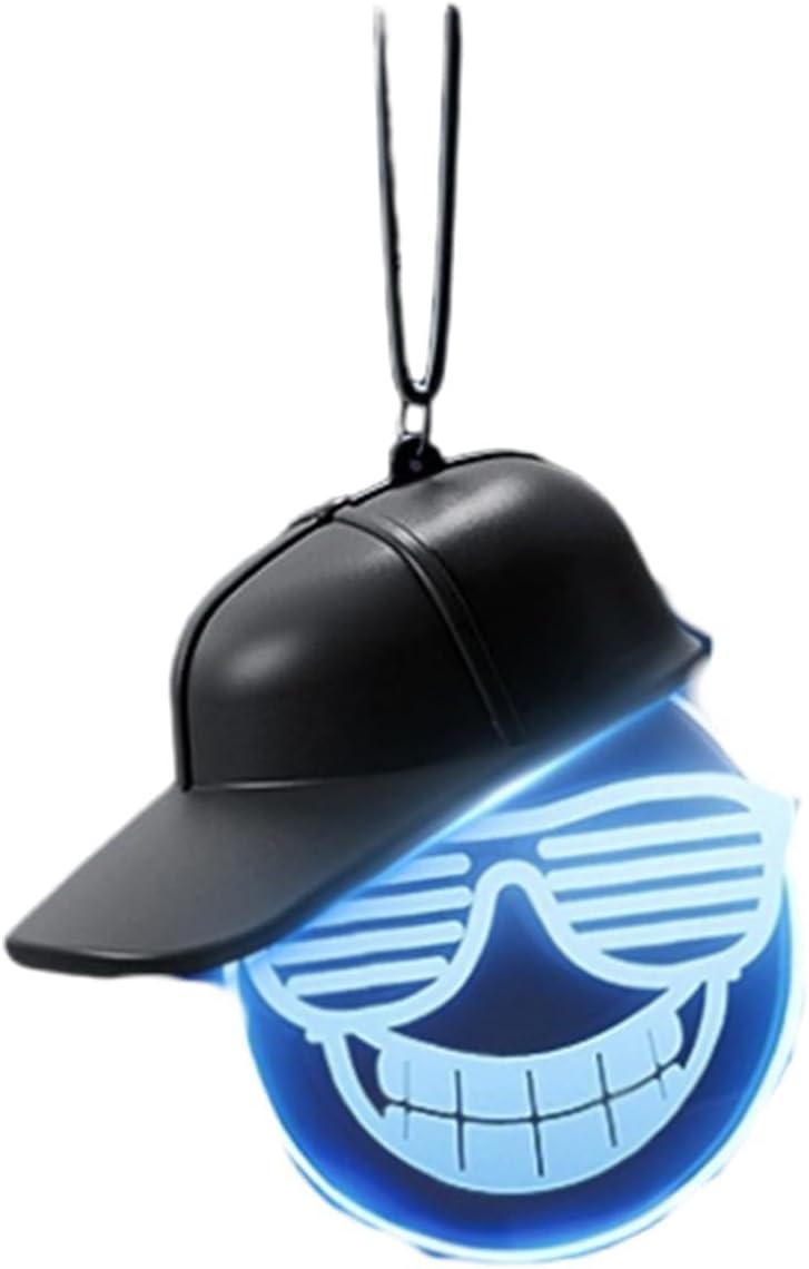 ABS Smiling Face Car Hanging Light with 3 Interchangeable Color Cap Retro Pendant for Vehicles and Motorcycles