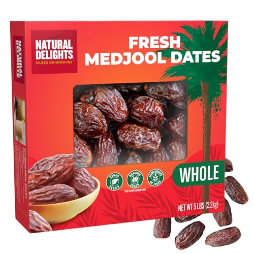 Natural Delights Medjool Dates, Whole, Non-GMO Verified - 5 Lb Box