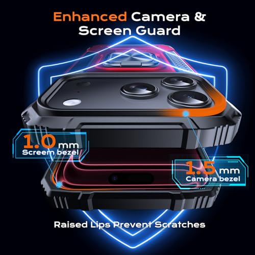 Image of Anqrp Heavy Duty Case for iPhone 17 Pro Case with Enhanced Ring Holder Grip Stand, Military Grade Shockproof Rugged Drop Protective Silicone Hard Slim iPhone 17 Pro Phone Case Cover,Corail Red