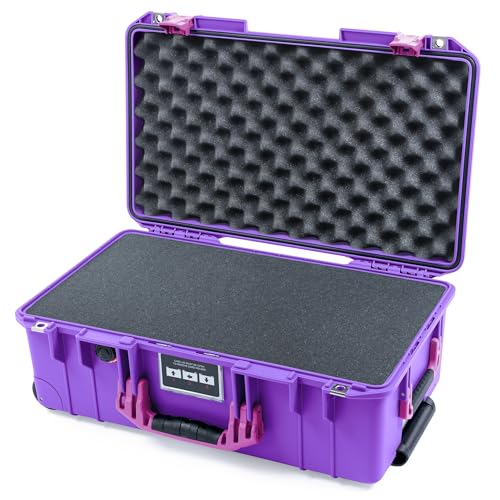 Pelican Air 1535 Carry-On Case Galaxy Purple - Medium Size Waterproof - Comes with Pluck Foam Set and Magenta Handles & Latches