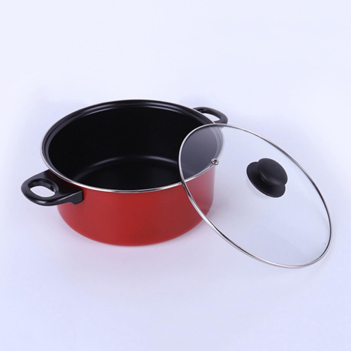 Hemobllo Set Pentole 3 Pezzi in Ghisa Manico Plastico, Batteria da Cucina Antiaderente per Uso Quotidiano in Casa, Utensili da Cucina per Casalinghe