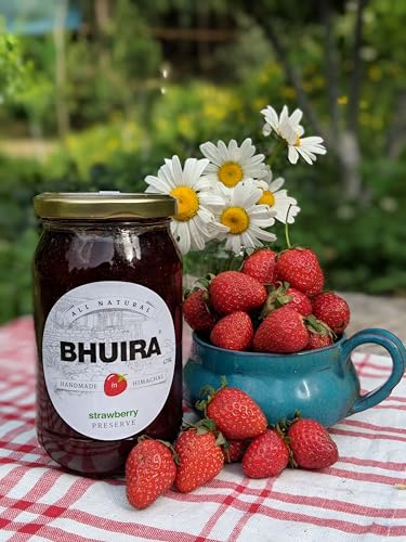 Image of Bhuira Strawberry Preserve - 240g |Natural No Added Sugar, Preservatives, Artificial Colours | Handmade Himachal Vegetarian Fruit Spread | Breakfast, Toast Dessert | Healthy Snack | Guilt-Free, Pack of 2