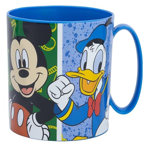 Caneca infantil de plástico reutilizável para micro-ondas de 390 ml de Mickey