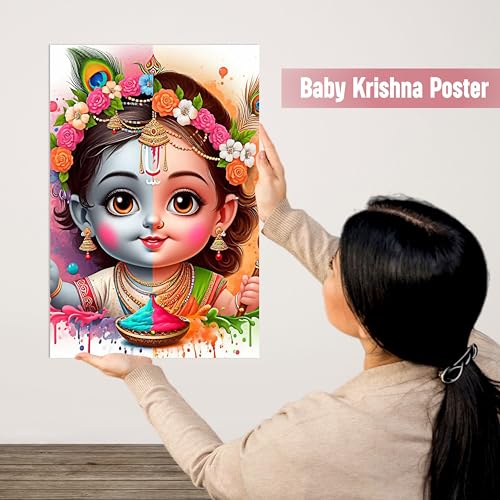Image of Twinster Bal krishna Posters Photo for Pregnant Women, Baby Poster Self Adhesive (Size 45 cm by 30 cm) Pack of 1 (Design 10)