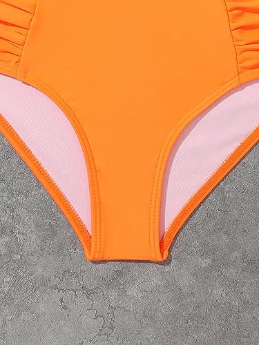 SweatyRocks Girl's 2 Piece Bathing Suits Striped Print Spaghetti Strap Criss Cross Bikini Set High Waist Swimsuit3