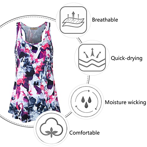 Image of Cestyle Womens Sleeveless Scoop Neck Flowy Loose Fit Workout Shirts Racerback Long Tank Tops