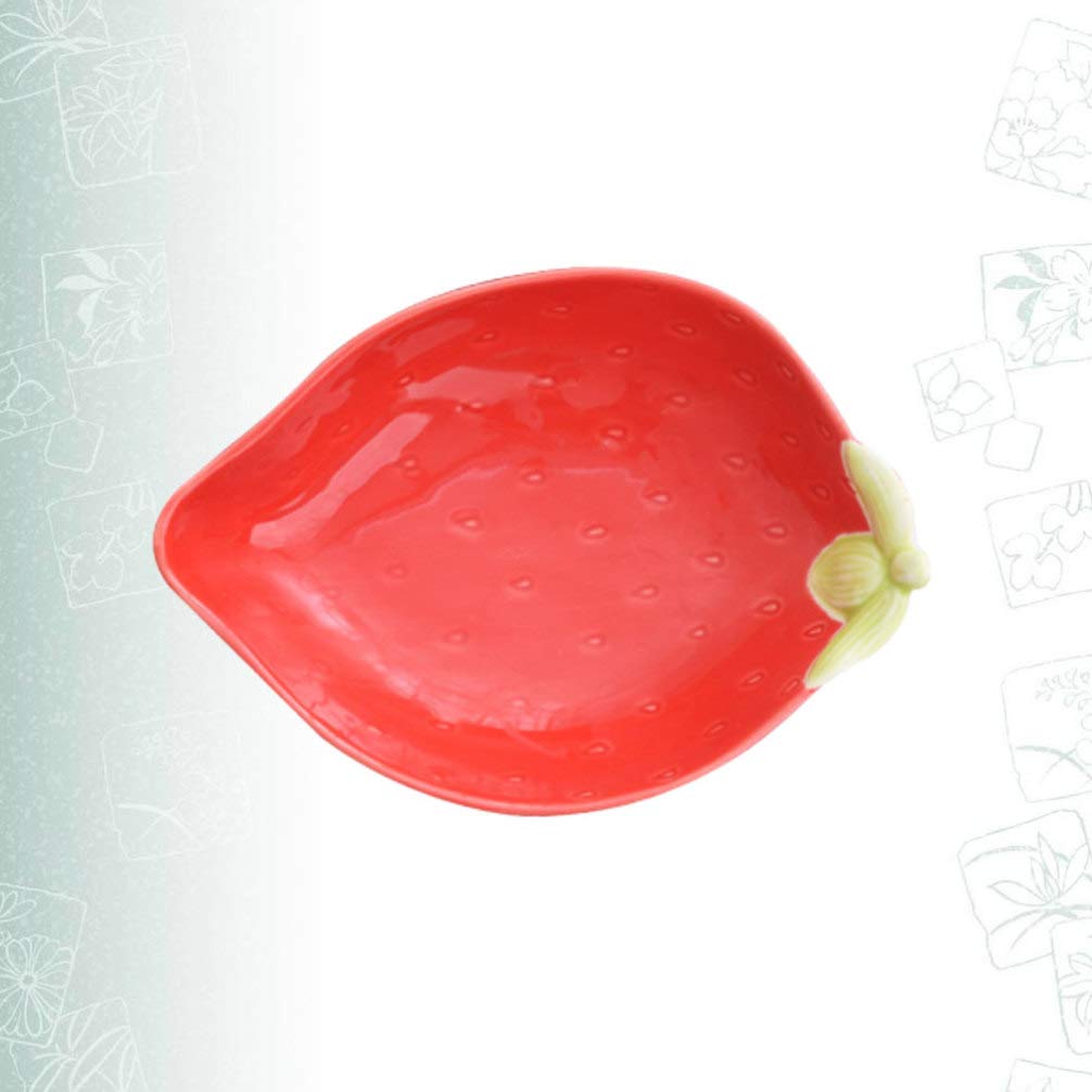 Ceramiczna miska ramen, 3D Owoce Potrawy Półmisek Miska Truskawek Pojemnik do serwowania przekąsek Deser Sałatka Ryżowa Ciasto Pudding Cukierki Czerwone Naczynia do serwowania Tapas Dania (Size : Red