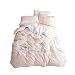 BuLuTu Little Black Triangle Pattern Premium Twin Bedding Collections With 4 Corner Ties Pink Cotton Bedding Duvet Cover Sets For Girls