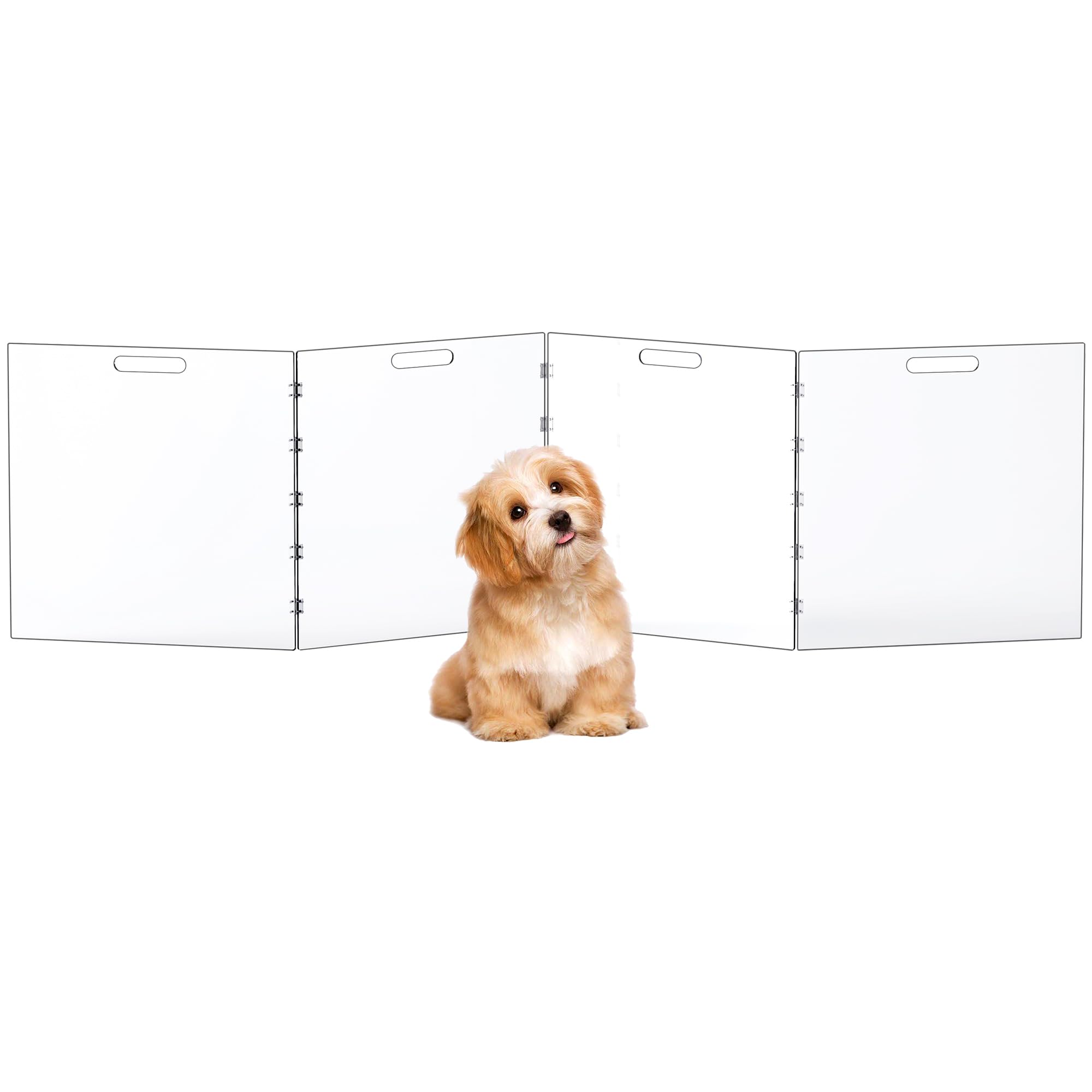Barrière pour chien en acrylique transparent, barrière autoportante pour portes intérieures, parc de jeu pliable en acrylique sans perçage (transparent, 4 panneaux)