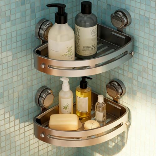 Étagère de douche d'angle à ventouse puissante lot de 2 - 4