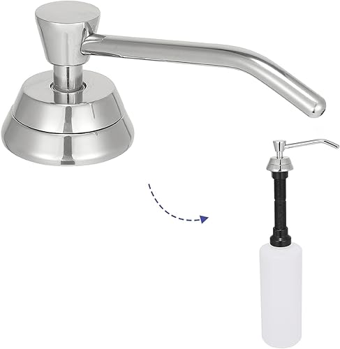 Dispensador de jabón líquido de latón resistente para encimera, llenado superior de grado comercial, dispensador de jabón integrado con botella de