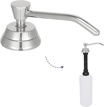 Stardrix Heavy Duty Brass Countertop Liquid Soap Dispenser, Commercial Grade Top Fill Built-in Soap Dispenser with 34 oz/ 1L Bottle for Bathroom, Kitchen, Public Restroom, Chrome Finish, 4 Spout