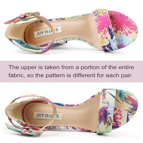JOY IN LOVE Womens 3.5" Chunky Block High Heels Ankle Strap Heeled Sandals3