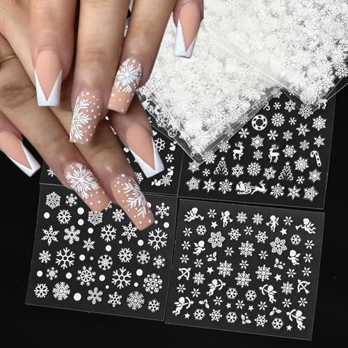 IDDFEVE 30 Sheets Winter/Christmas Nail Stickers, White Snowman Santa Elk