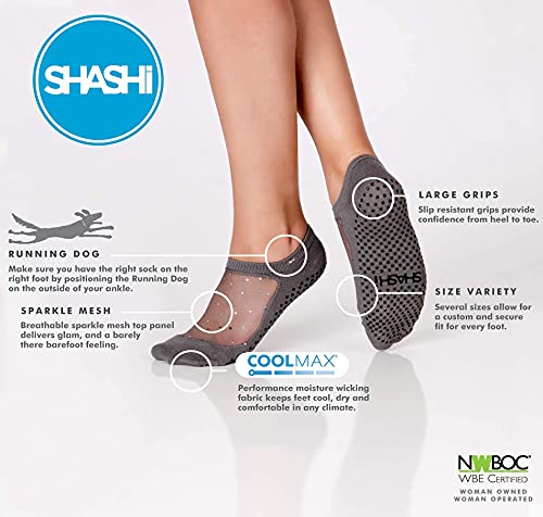 Shashi Purple Glitter Mesh Non Slip Ergonomic Socks Pilates Barre Ballet Yoga Dance ... Sugar Plum Medium / 8-10 - Thumbnail 7